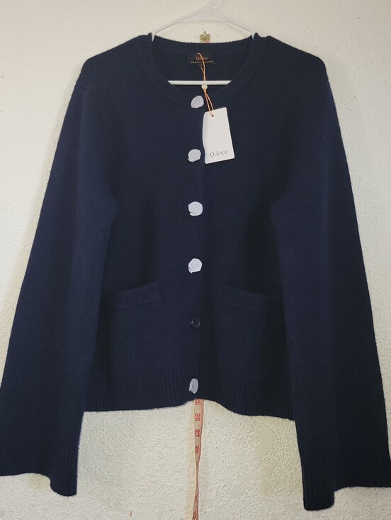 Quince Sweaters - Quince Women's Navy Button-Front Crewneck Cardigan 100% Cashmere